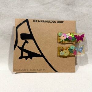 Sparkly Floral Confetti Hair Clips